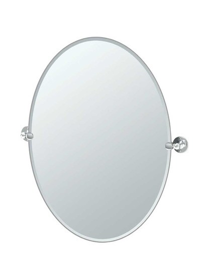 Caf√© Frameless Oval Bathroom Mirror - 24 inch x 32 inch in Polished Chrome.